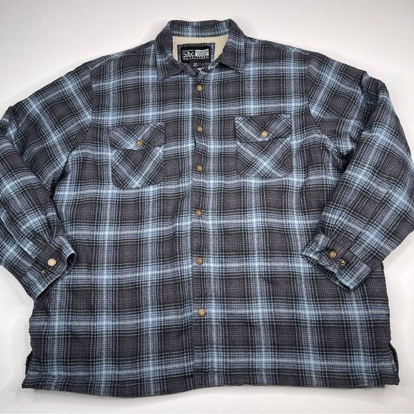 Canyon Guide Outfitters Shacket Sherpa Flannel Shirt Plaid Blue Black Winter 2X - Picture 1 of 16